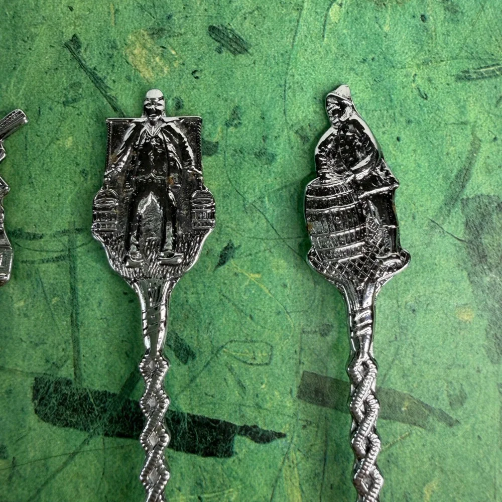 Vintage Holland Silver Souvenir Spoons Set of 6 Windmill Sailboat Dutch Folk Art